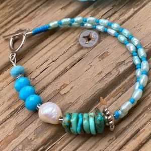 Bracelet Sundance style , turquoise from the Kingston Mines in Arizona